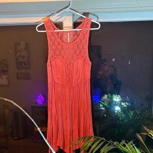 Free People Coral Lace Midi Dress